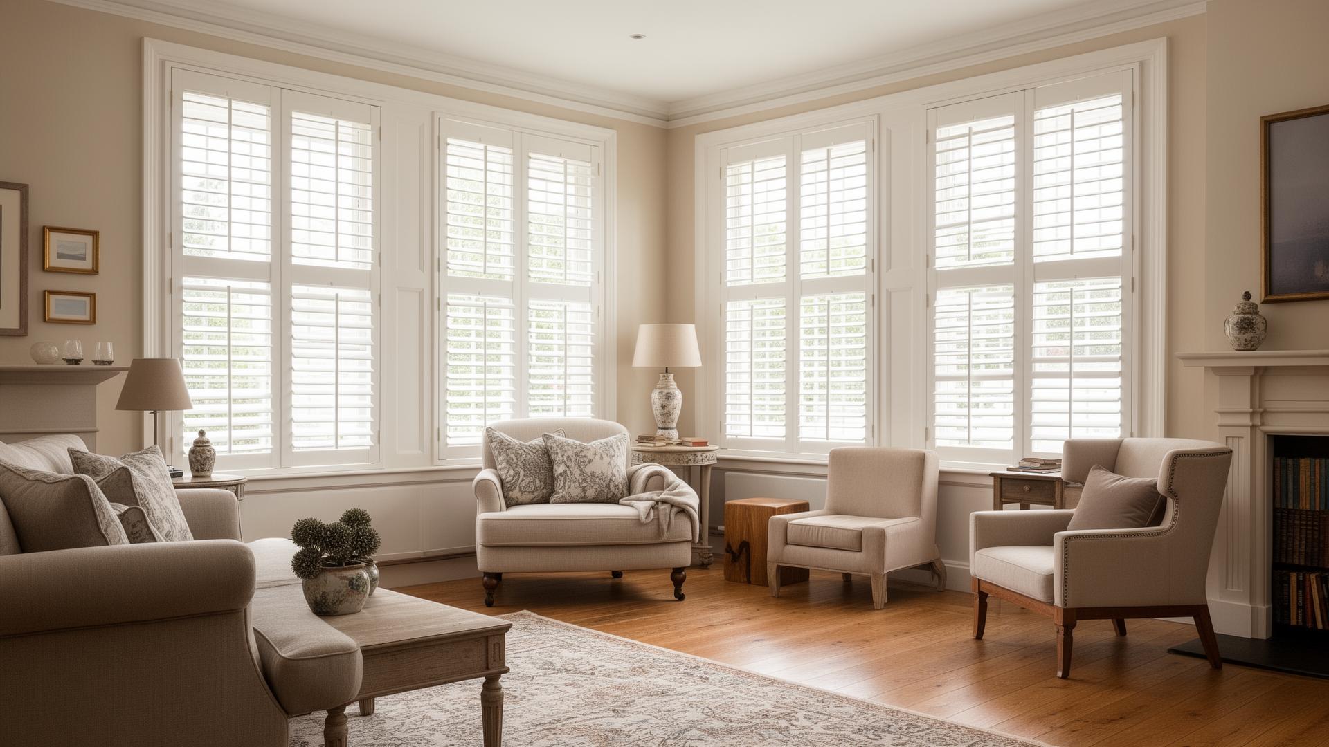Premium plantation shutters installed in a Sussex home by Expert Shutters